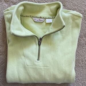 Tommy Bahama Womens Large Spring Green 3/4 zip boxy sweatshirt spring green